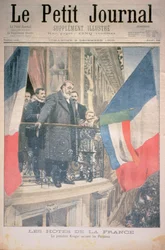 Franska värdar: President Kruger hälsar parisarna, framsidan av Le Petit Journal, 9 december 1900 (se även 116064)
